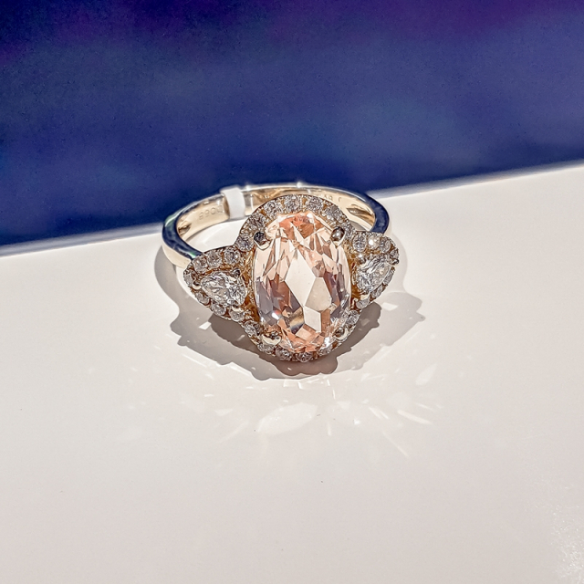 18K Gold 5.46ct Pink Zoisite & Diamond Ring