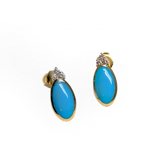 Kabana 14K Turquoise & Diamond Stud Earrings