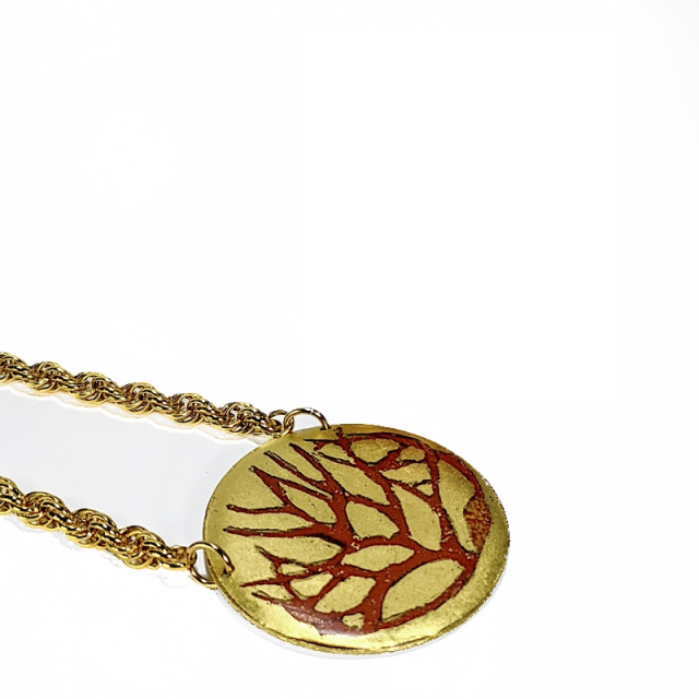 Gold-Leaf Twig Art Pendant