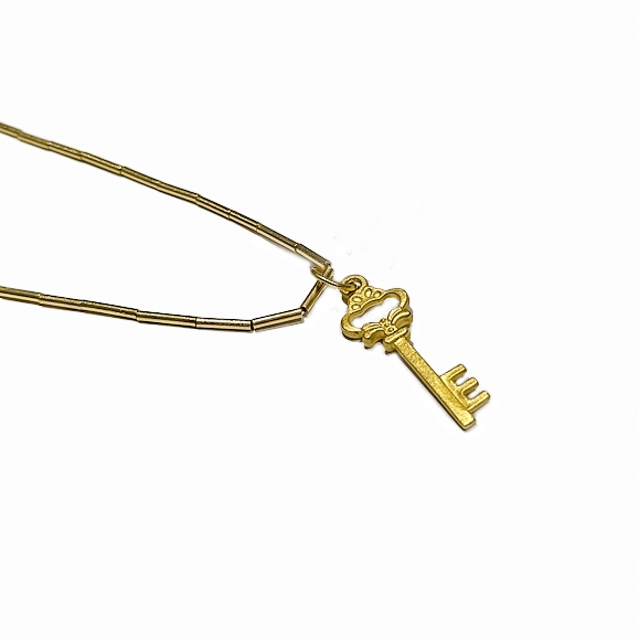 24K Gold Key Pendant with Chain