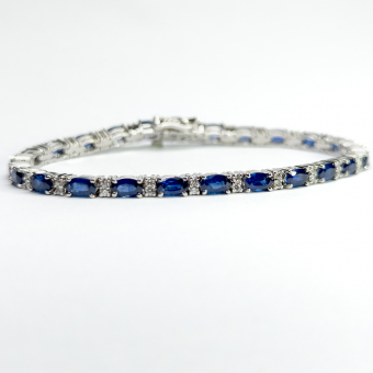 14K White Gold Sapphire & Diamond 'Princess Diana' Bracelet